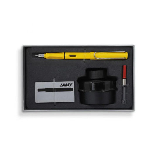 Lamy Fountain Pen Set (Medium) - Yellow & Ink Pot