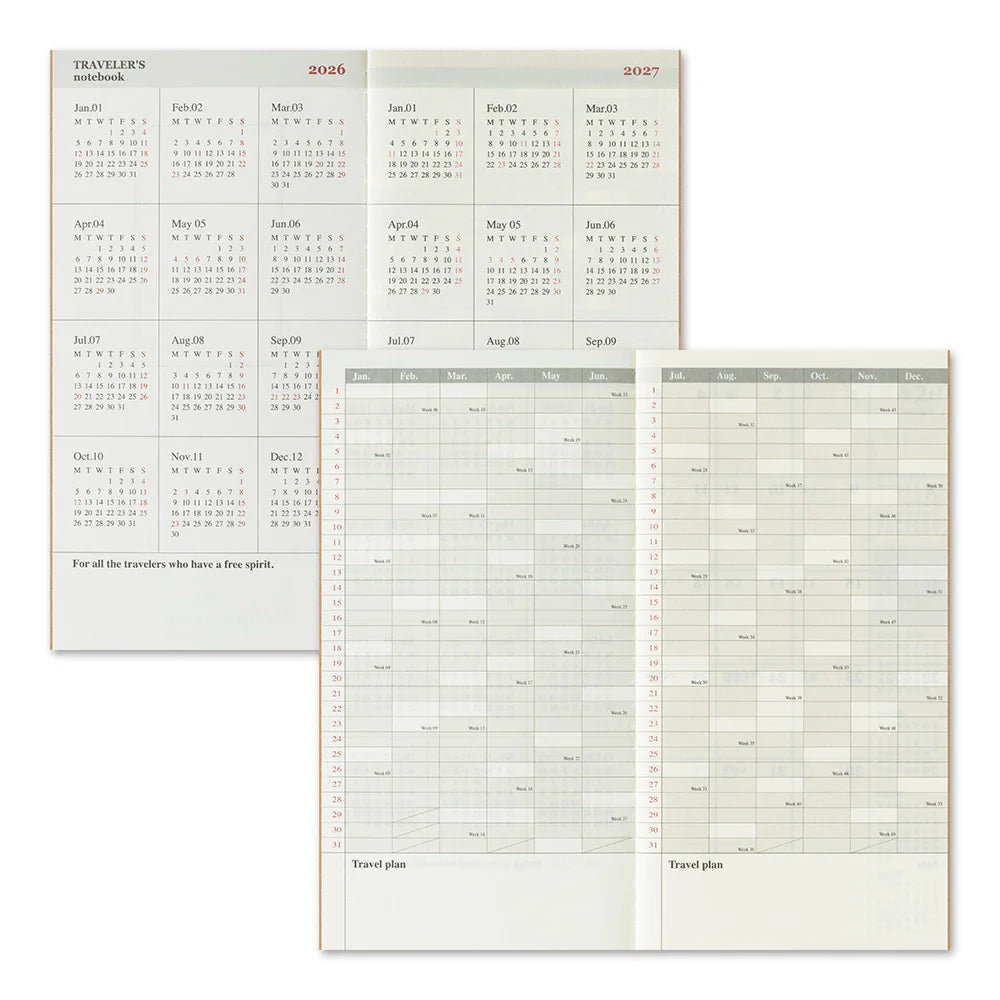 TRAVELER'S Notebook Refill 2026 Monthly (Regular Size)