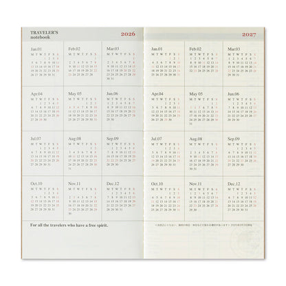TRAVELER'S Notebook Refill 2026 Weekly Vertical (Regular Size)