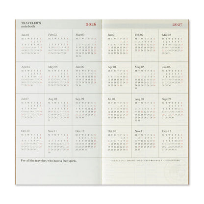 TRAVELER'S Notebook Refill 2026 Weekly + Memo (Regular Size)