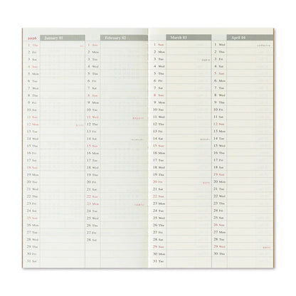 TRAVELER'S Notebook Refill 2026 Weekly + Memo (Regular Size)