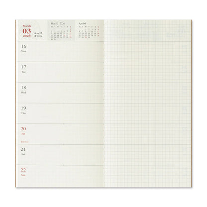 TRAVELER'S Notebook Refill 2026 Weekly + Memo (Regular Size)
